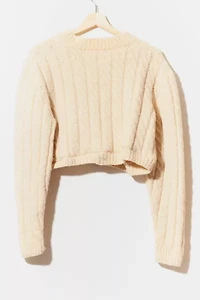 Vintage 1950s Distressed Handmade Wool Cropped Cardigan Sweater