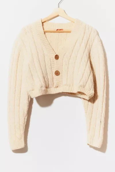 Vintage 1950s Distressed Handmade Wool Cropped Cardigan Sweater
