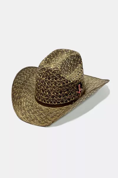 Vintage 1960’S Contrast Straw Cowboy Hat