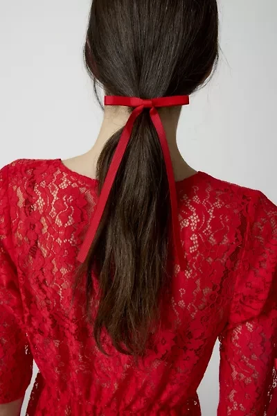 Ribbon Long Hair Bow Barrette Set