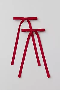 Ribbon Long Hair Bow Barrette Set