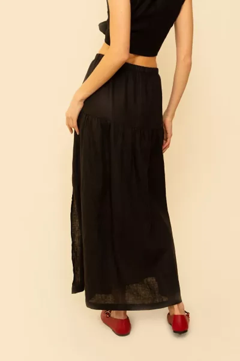 Whimsy + Row Millie Tiered Linen Maxi Skirt