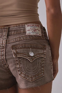 True Religion Joey Big T Flap Low-Rise Denim Shorts