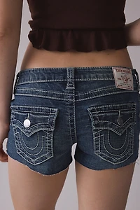 True Religion Joey Big T Flap Low-Rise Denim Shorts