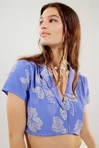 UO Ari Cropped Button-Down Top