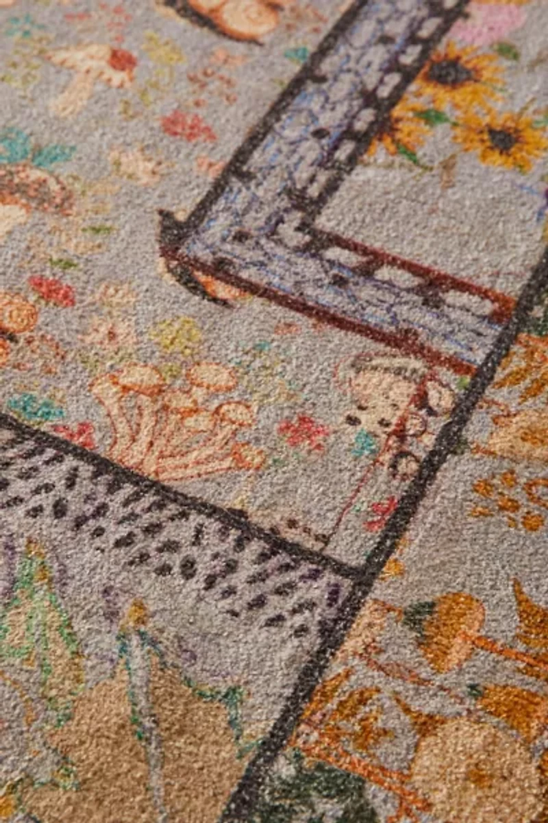 Colorful Floral Digital Printed Chenille Rug