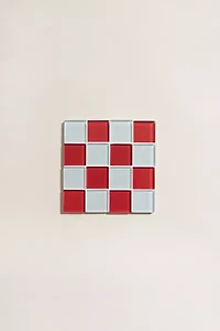 Subtle Art Studios Chocolate Checkered Glass Tile Coaster