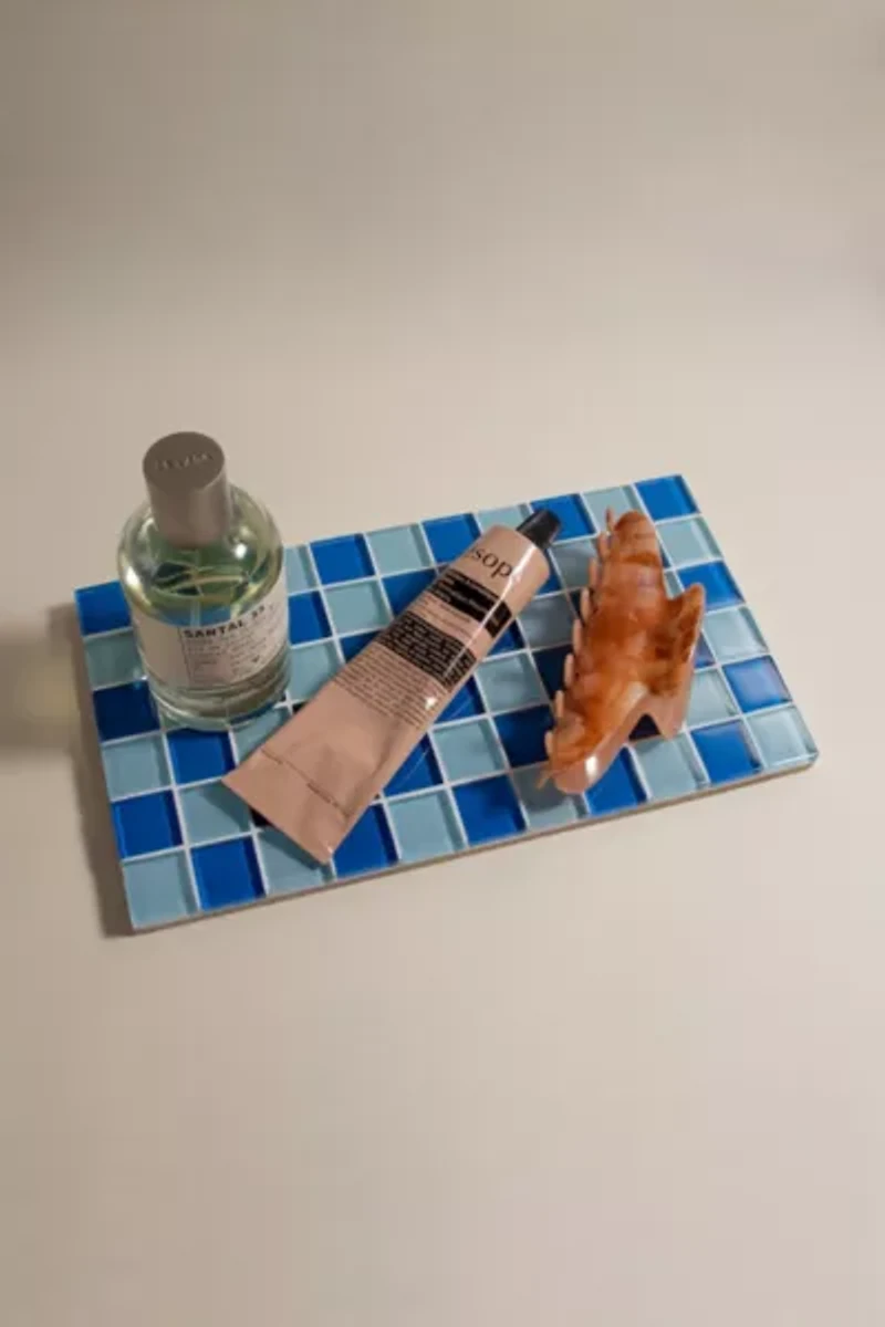 Subtle Art Studios Checkered Glass Tile Tray