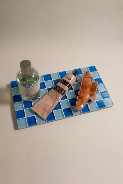 Subtle Art Studios Checkered Glass Tile Tray