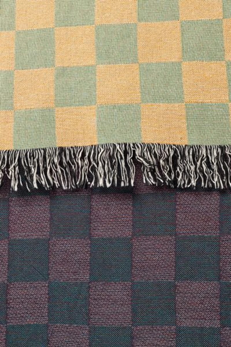 Clr Shop Green & Gold Woven Throw Blanket