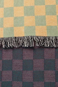 Clr Shop Green & Gold Woven Throw Blanket