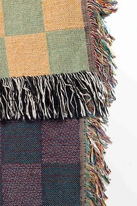 Clr Shop Green & Gold Woven Throw Blanket