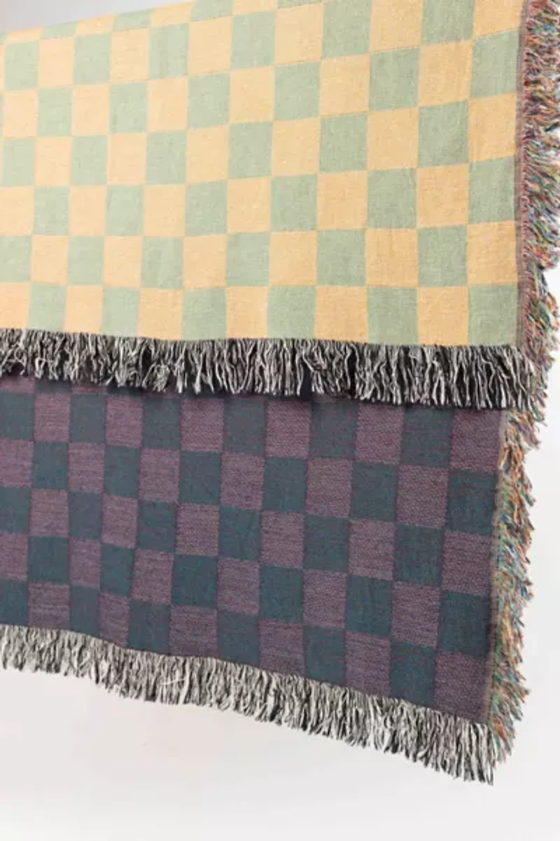 Clr Shop Green & Gold Woven Throw Blanket