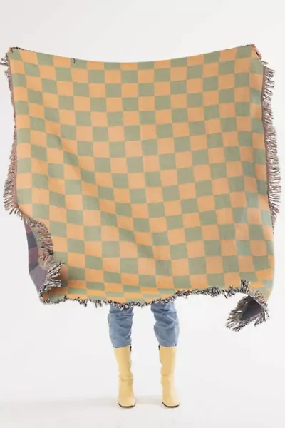 Clr Shop Green & Gold Woven Throw Blanket