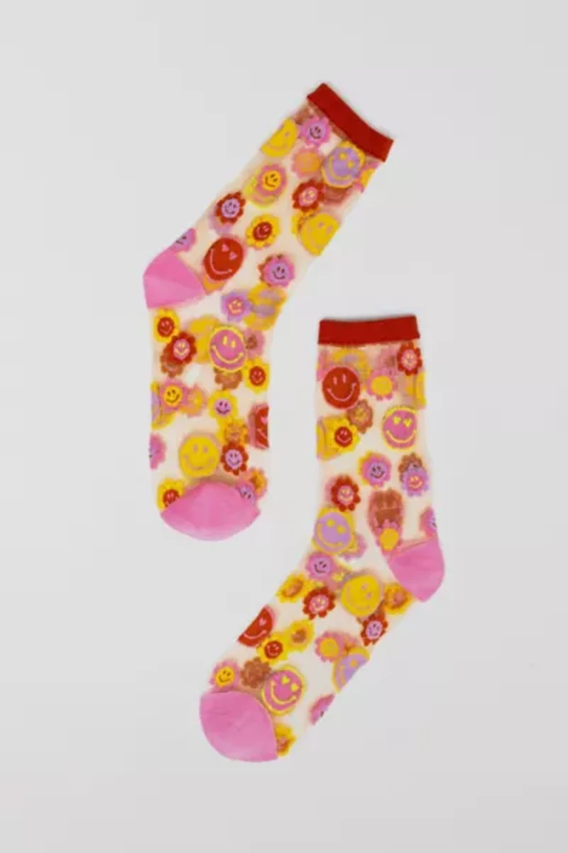 Sock Candy Happy Face Daisy Sheer Sock