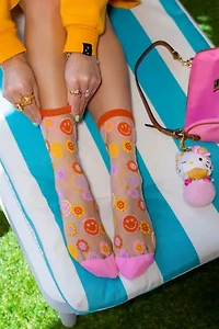 Sock Candy Happy Face Daisy Sheer Sock