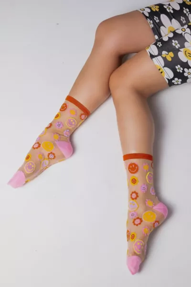 Sock Candy Happy Face Daisy Sheer Sock