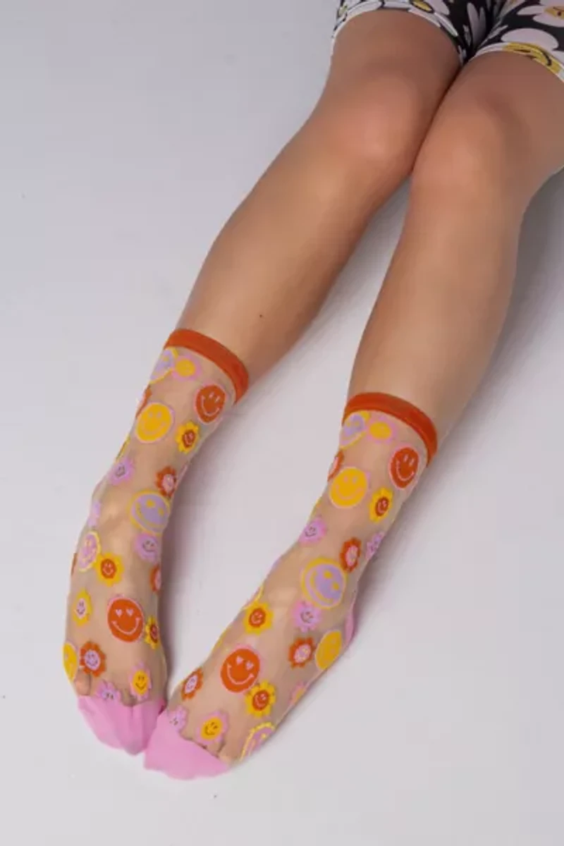 Sock Candy Happy Face Daisy Sheer Sock