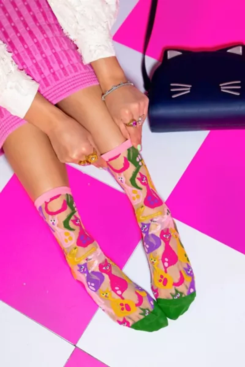Sock Candy Dopamine Cats Sheer Sock