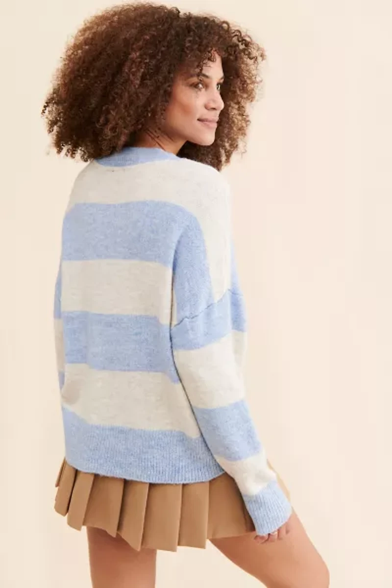 RD Style Striped V-Neck Pullover