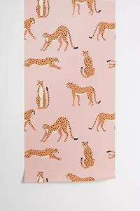 BlueLeLa Cheetahs Pattern On Pink Removable Wallpaper