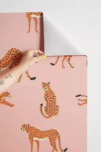 BlueLeLa Cheetahs Pattern On Pink Removable Wallpaper