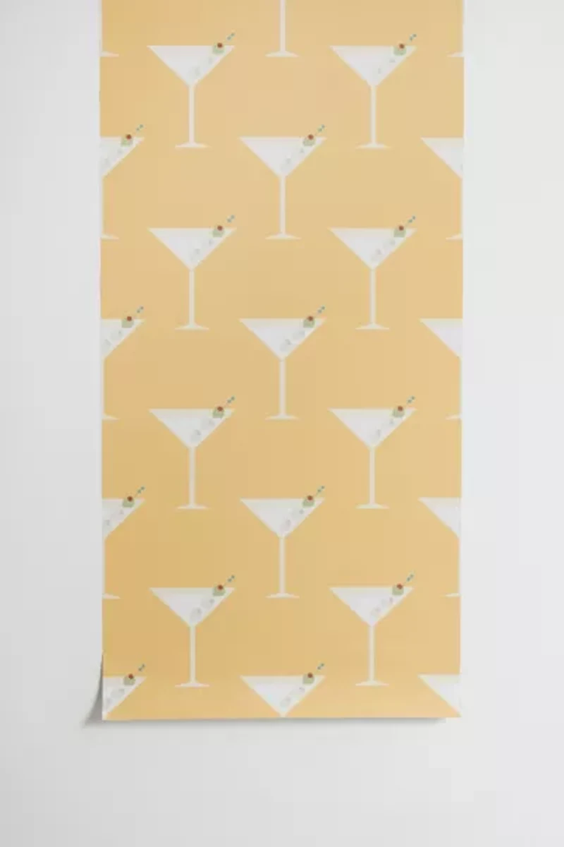 Lyman Creative Co Martini With Olives On Yellow Removable Wallpaper