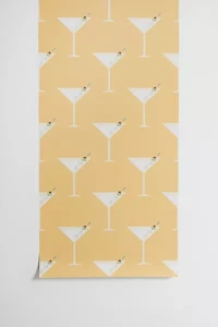 Lyman Creative Co Martini With Olives On Yellow Removable Wallpaper