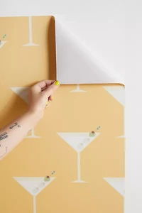 Lyman Creative Co Martini With Olives On Yellow Removable Wallpaper