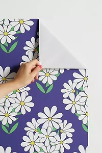 Jenean Morrison Daisy Bouquet Blue Removable Wallpaper