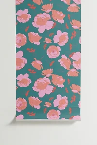 FEMcreative English Roses Pink And Green Removable Wallpaper