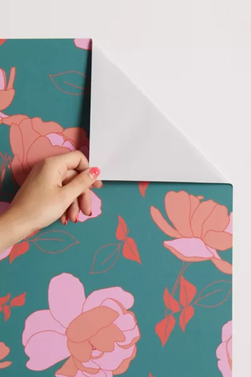 FEMcreative English Roses Pink And Green Removable Wallpaper