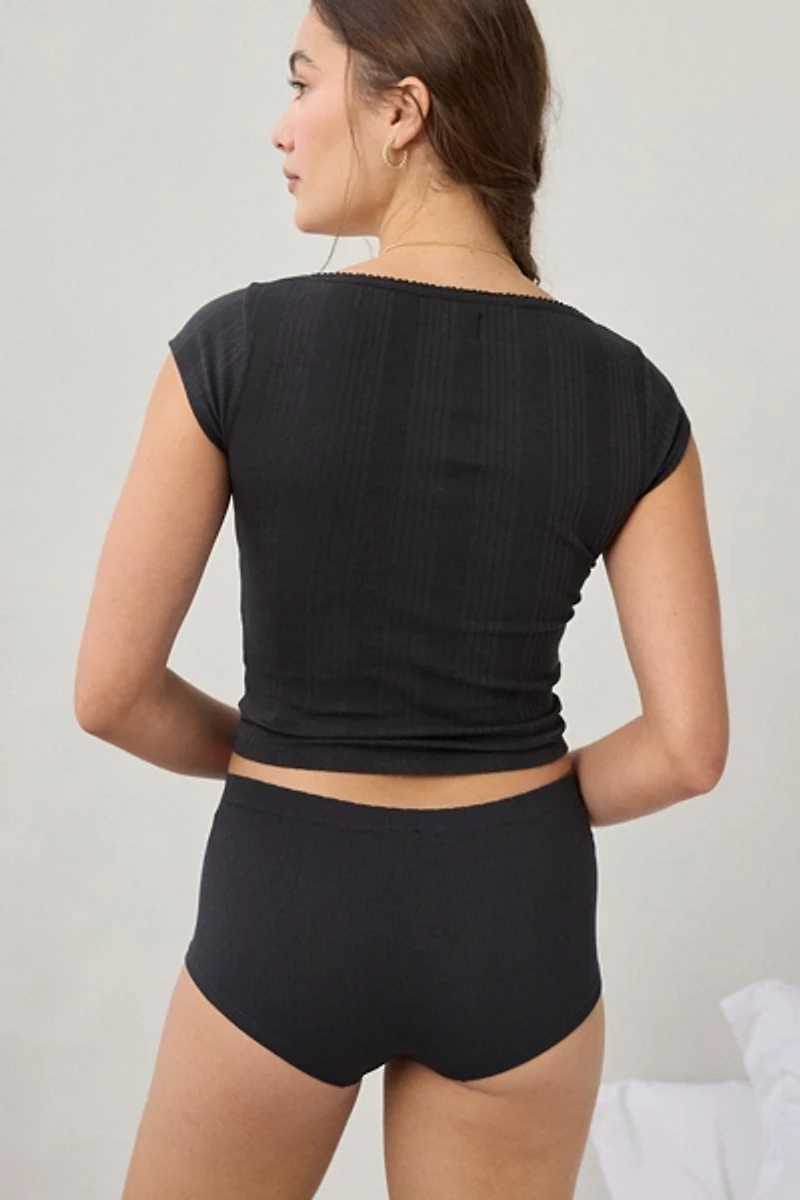 Out From Under Ribbed Seamless Boyshort Undie