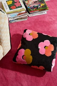 Floral Faux Fur Throw Pillow