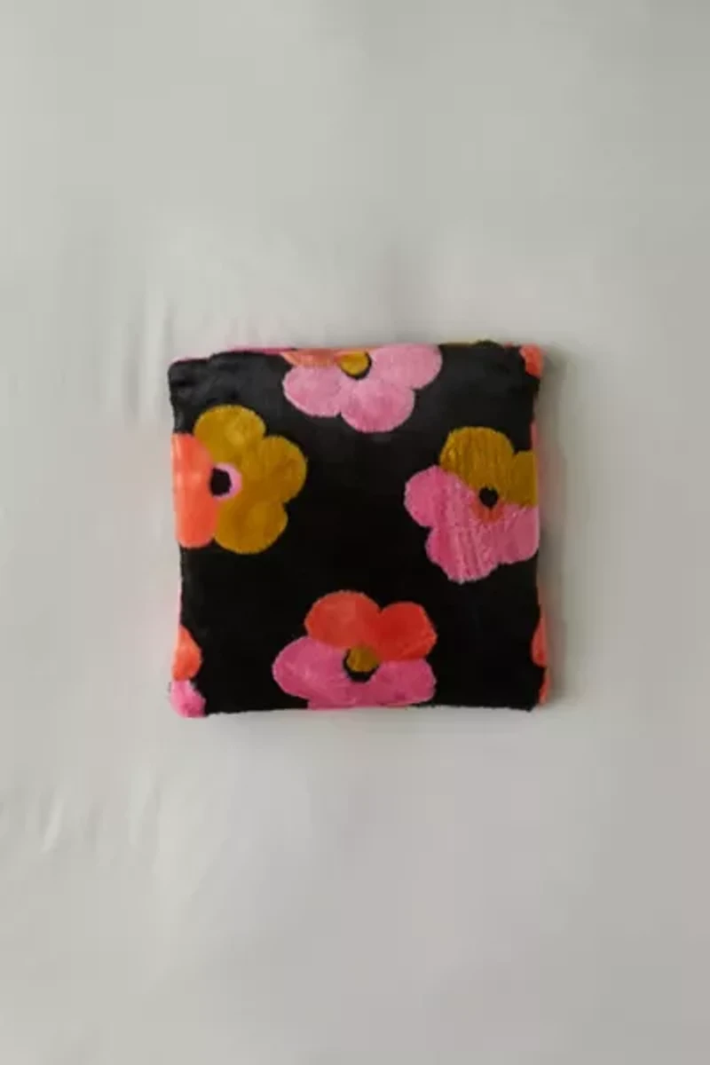 Floral Faux Fur Throw Pillow