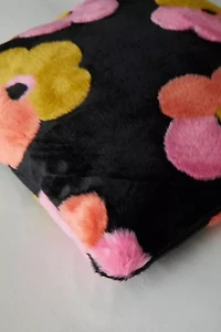 Floral Faux Fur Throw Pillow