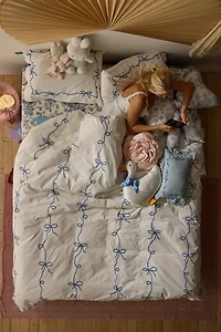Lacey Bows Femme Embroidered Duvet Cover