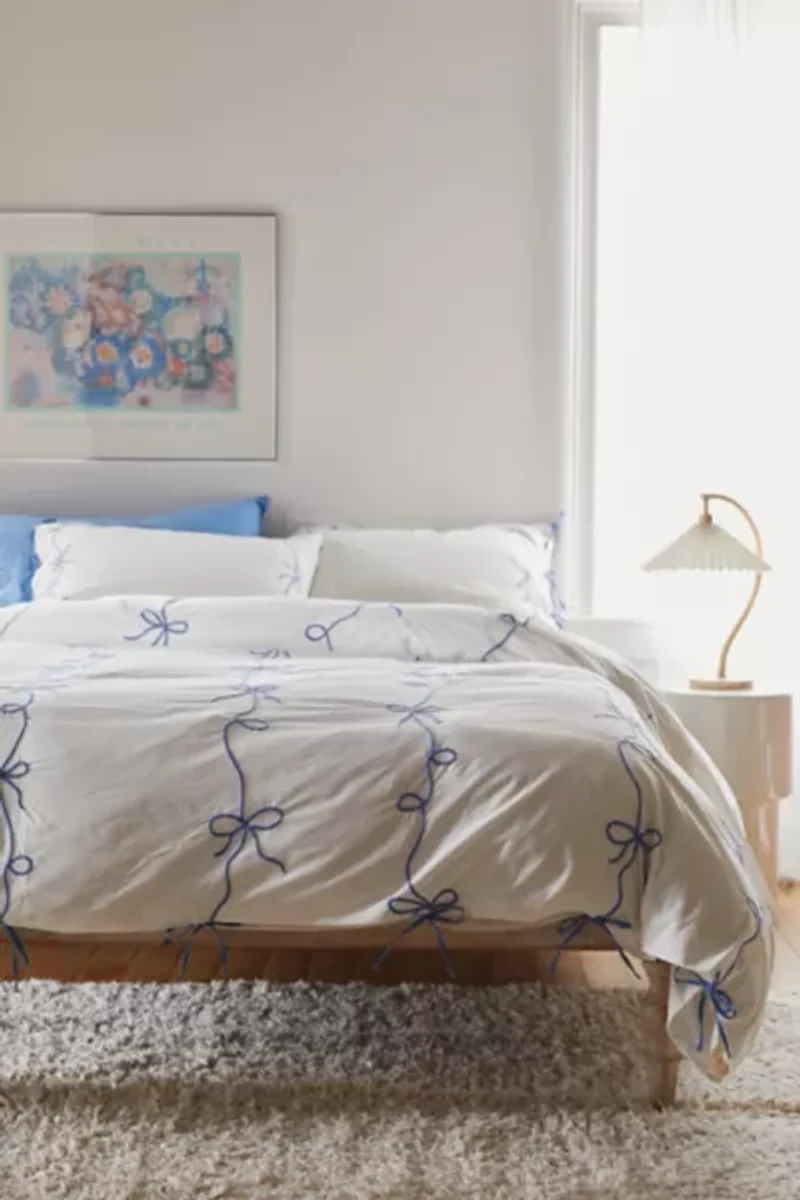 Lacey Bows Femme Embroidered Duvet Cover