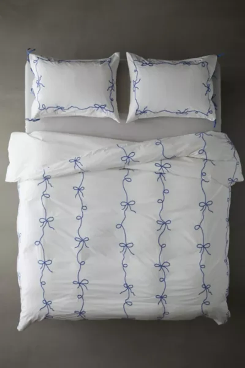 Lacey Bows Femme Embroidered Duvet Cover