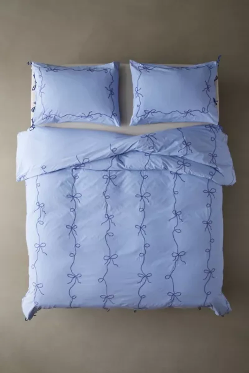 Lacey Bows Femme Embroidered Duvet Cover