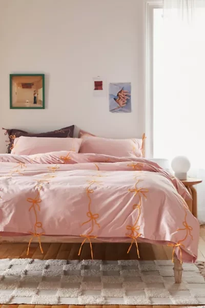Lacey Bows Femme Embroidered Duvet Cover