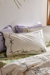 Lacey Bows Femme Embroidered Sham Set