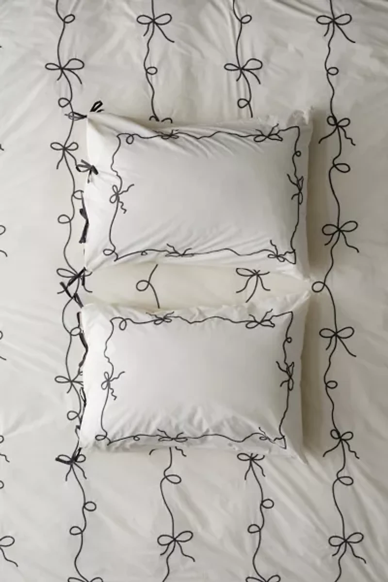 Lacey Bows Femme Embroidered Sham Set