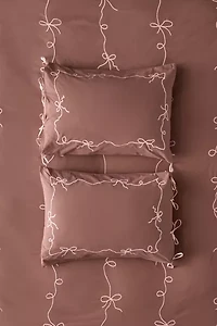 Lacey Bows Embroidered Sham Set