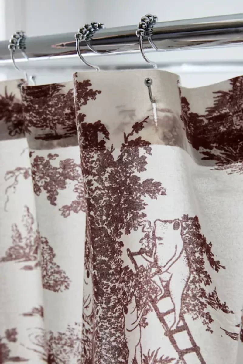 Frog Toile Patterned Shower Curtain