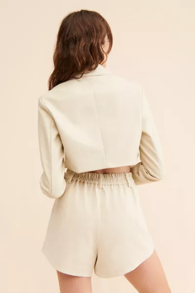 UO Kendall Faux Leather Cropped Blazer