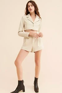 UO Kendall Faux Leather Cropped Blazer