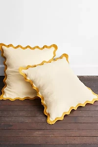 Bed Threads French Flax Linen Scalloped European Pillowcases - Set of 2
