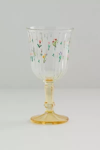 Botanical Pattern Stemmed Wine Glass