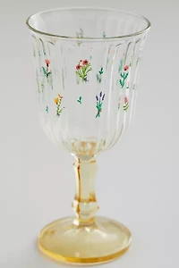 Botanical Pattern Stemmed Wine Glass